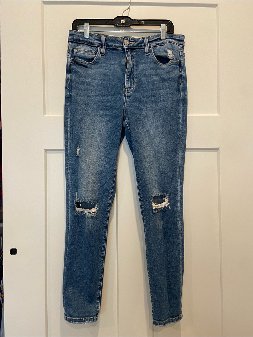 Sz 30 Flying Monkey Women's Distressed Blue high rise stretchy Skinny Jeans